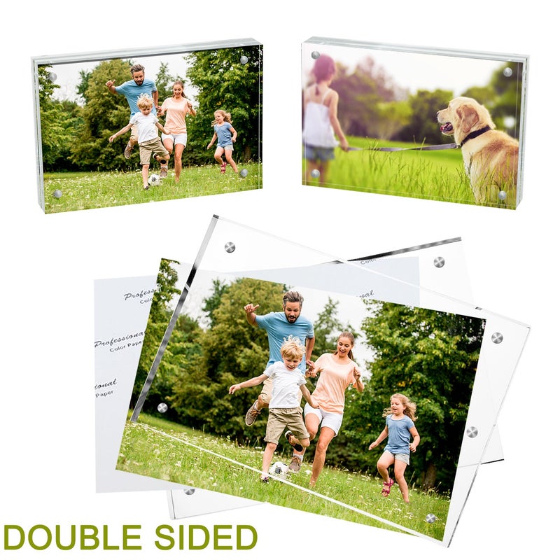 Meetu Acrylic Picture Frame 5x7 Tabletop Photo Frame Magnetic Double Sided Frame Free Standing Desktop for Display Document, Certificate, Photograph, Artwork in Office Room - Image 2